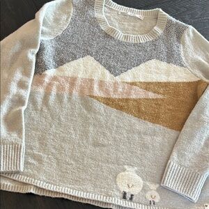 Woolrich Wool Blend Scenic Mountain Sweater-Gray, Cream, Gold Size Large